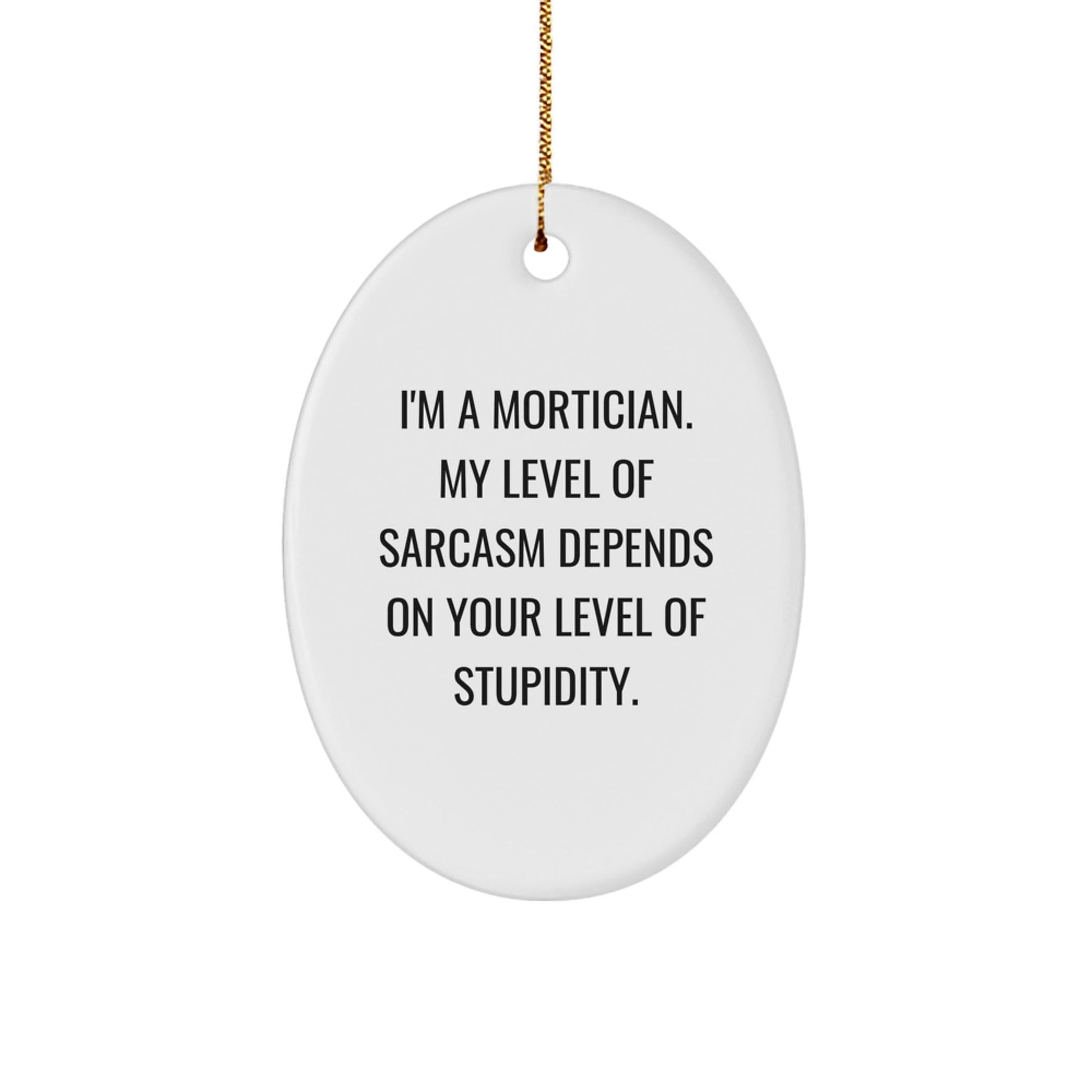 Funny Mortician Gifts for Men from Friends - Oval Ornament with Sarcasm Quote, Christmas Unique Gifts, Mortician Decor - The Buy Boom