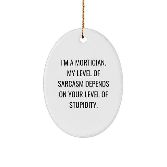 Funny Mortician Gifts for Men from Friends - Oval Ornament with Sarcasm Quote, Christmas Unique Gifts, Mortician Decor - The Buy Boom