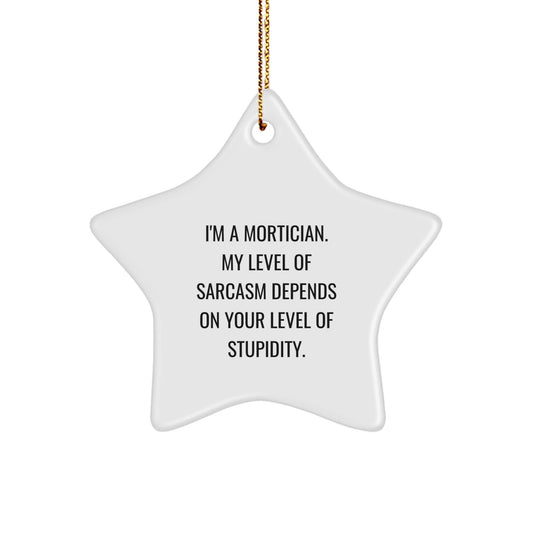 Funny Mortician Gifts from Friends for Mortician Men - Star Ornament with 'I'm A Mortician My Level Of Sarcasm Depends On Your Level Of Stupidity' Quote - Christmas Unique Gifts - The Buy Boom