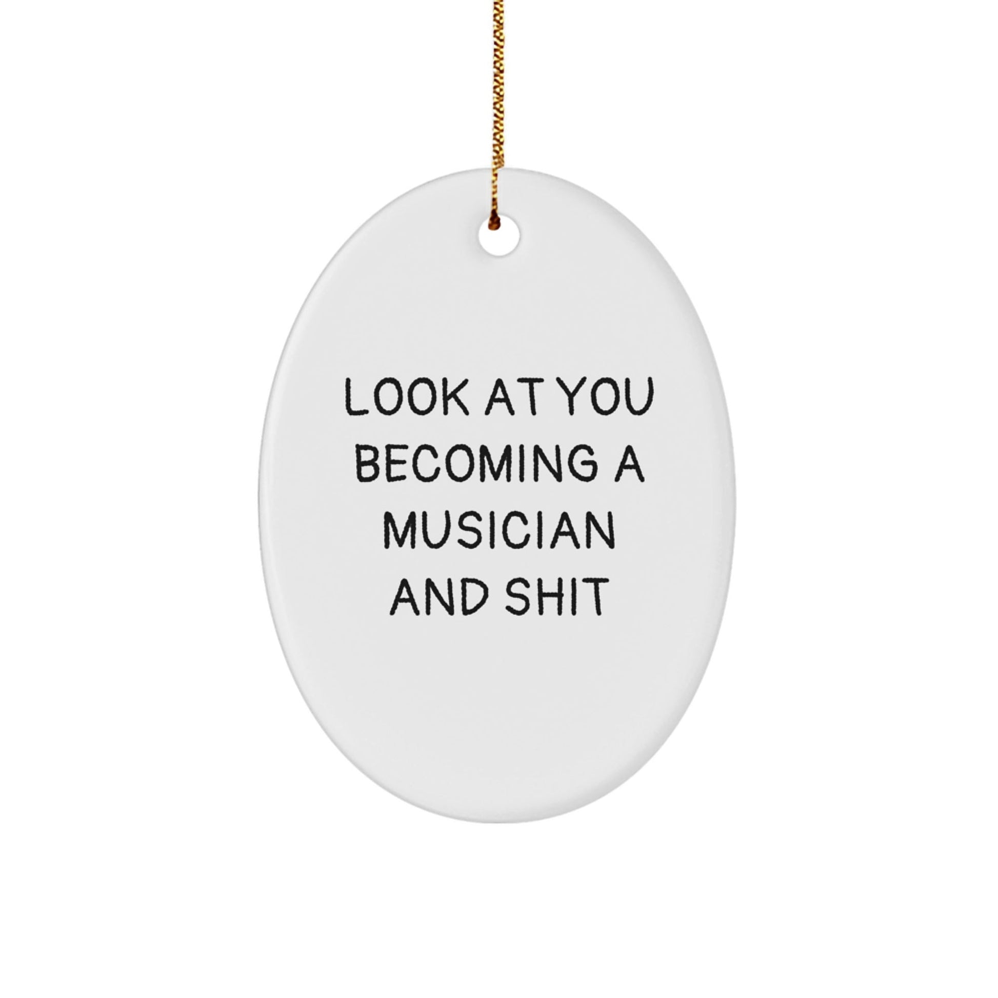 Funny Musician Gifts for Christmas - Oval Ornament, Gifts from Friends to Musician, 'Look At You Becoming A Musician And Shit' - The Buy Boom