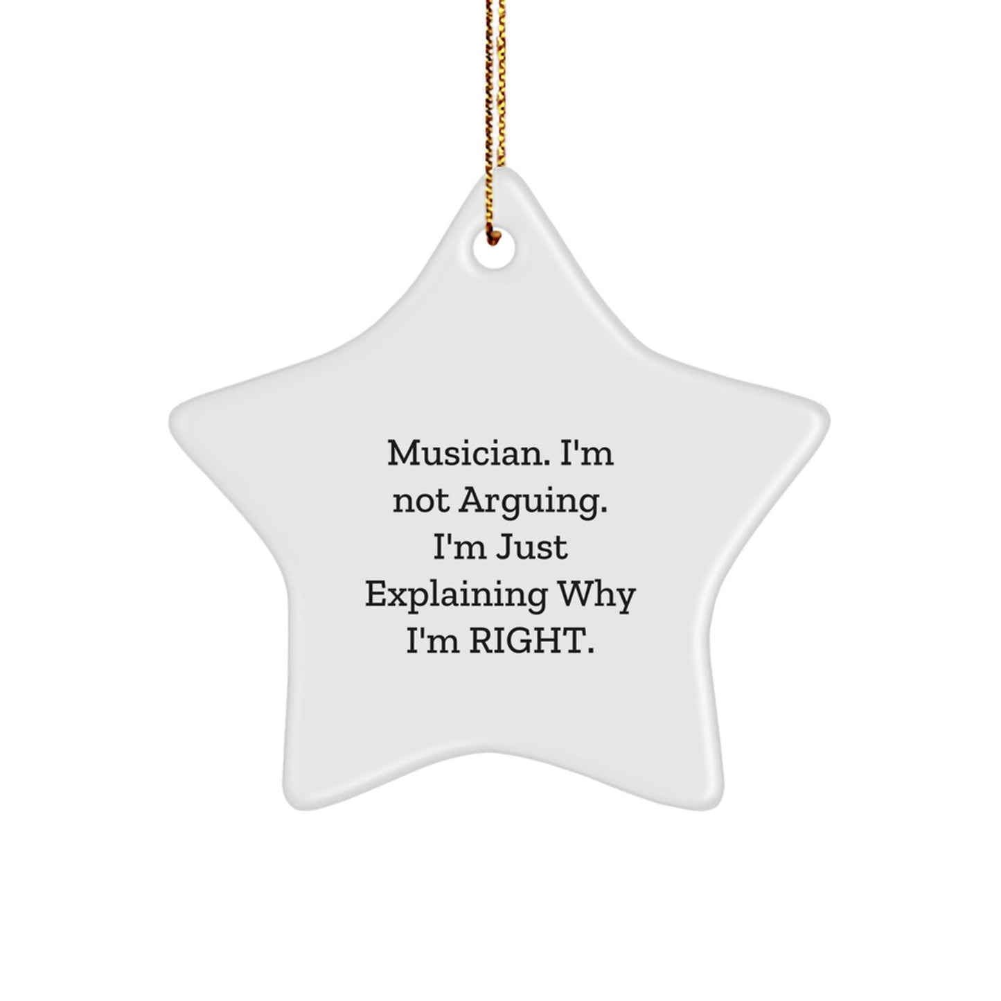 Funny Musician Gifts from Friends, Christmas Unique Star Ornament for Musician, 'I'm Not Arguing I'm Just Explaining Why I'm Right' Star Decor - The Buy Boom