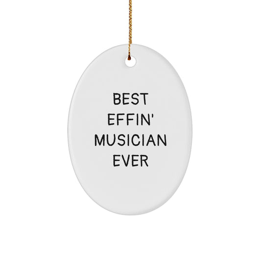 Funny Musician Gifts from Friends for Best Effin' Musician Ever Oval Ornament, Christmas Unique Gifts for Men - The Buy Boom