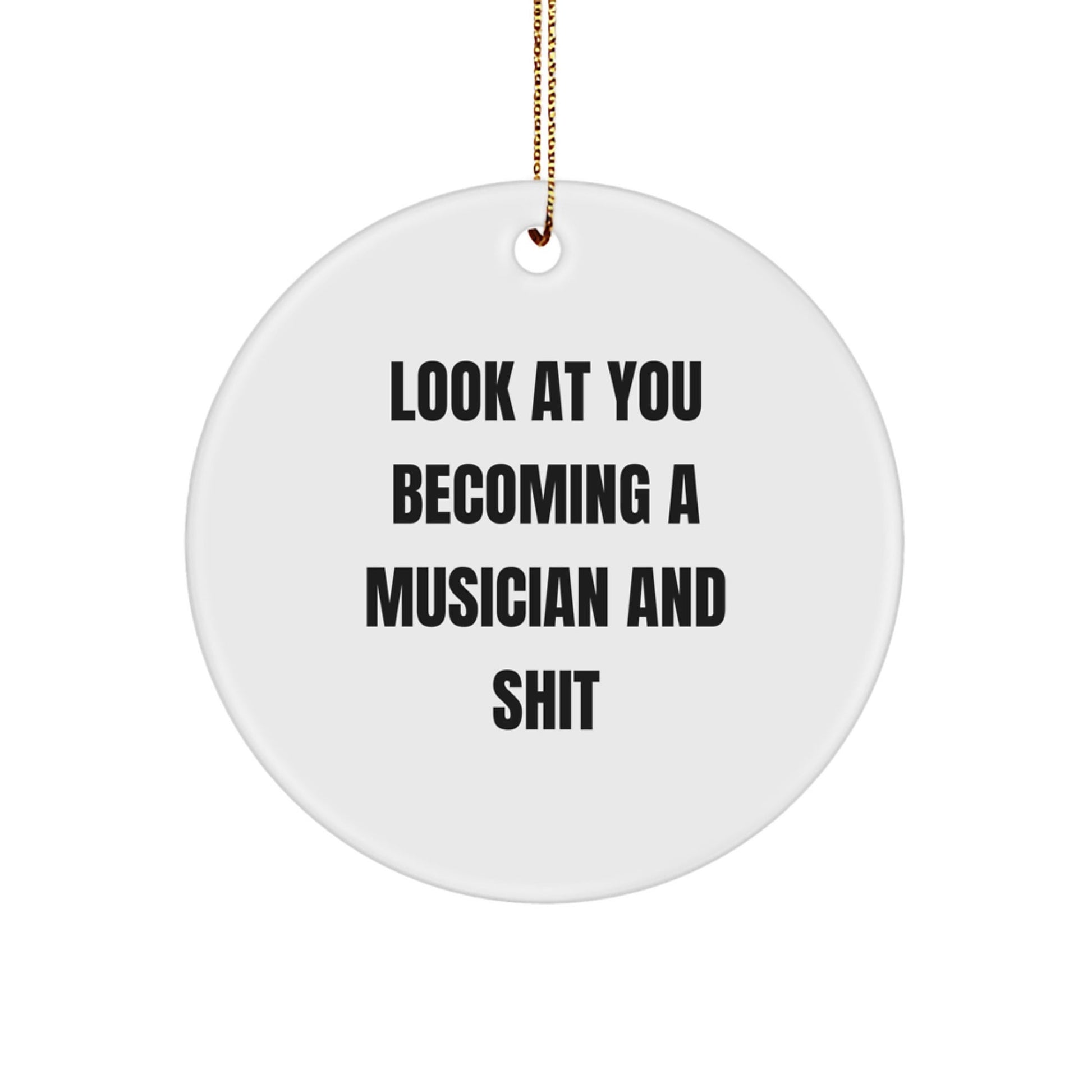 Funny Musician Gifts from Friends for Christmas Unique Circle Ornaments Look At You Becoming A Musician And Shit - The Buy Boom
