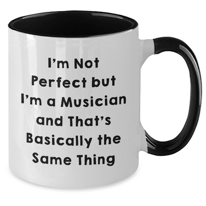 Funny Musician Gifts from Friends for Him - I'm Not Perfect, Two Tone Coffee Mug for Dad, Father's Day Unique - The Buy Boom