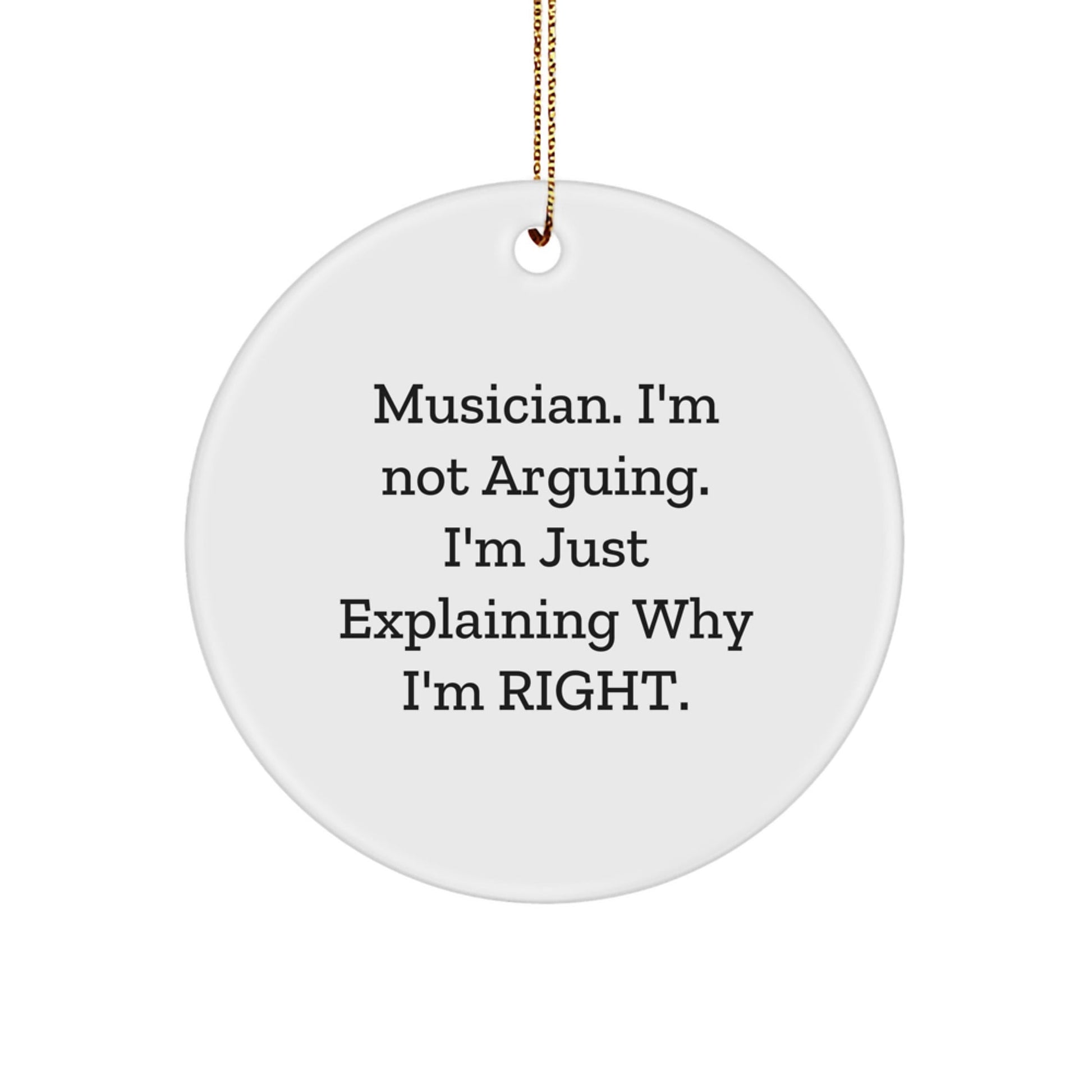Funny Musician Gifts from Friends for Musician - 'I'm Not Arguing. I'm Just Explaining Why I'm Right.' Circle Ornament for Christmas Unique Gifts - The Buy Boom