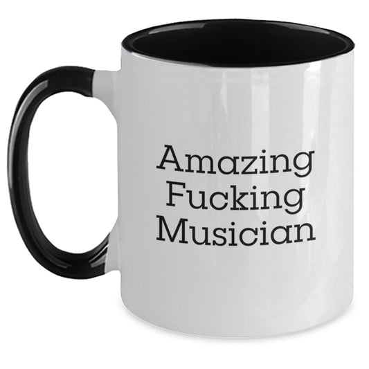 Funny Musician Gifts from Friends to Musician Men - Amazing F - king Musician Christmas Unique Gifts for Musician Two Tone Coffee Mug - The Buy Boom