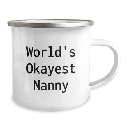 Funny Nanny Gifts for Christmas, World's Okayest Nanny Camping Mug, Gifts from Family to Nanny - The Buy Boom