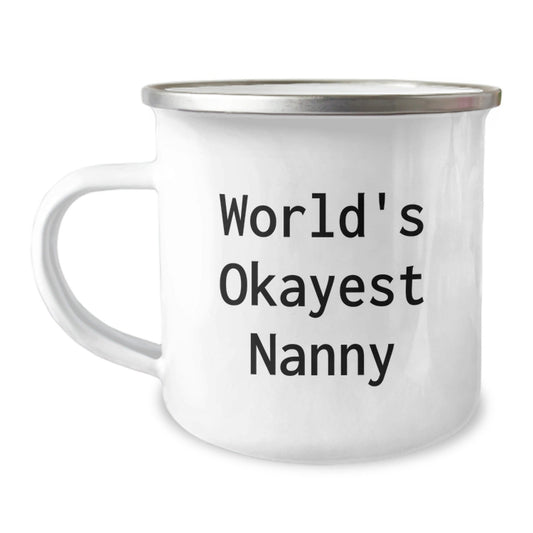 Funny Nanny Gifts for Christmas, World's Okayest Nanny Camping Mug, Gifts from Family to Nanny - The Buy Boom