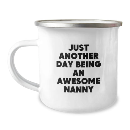 Funny Nanny Gifts from Men for Nanny - Just Another Day Being An Awesome Nanny Christmas Unique Gifts Camping Mug - The Buy Boom