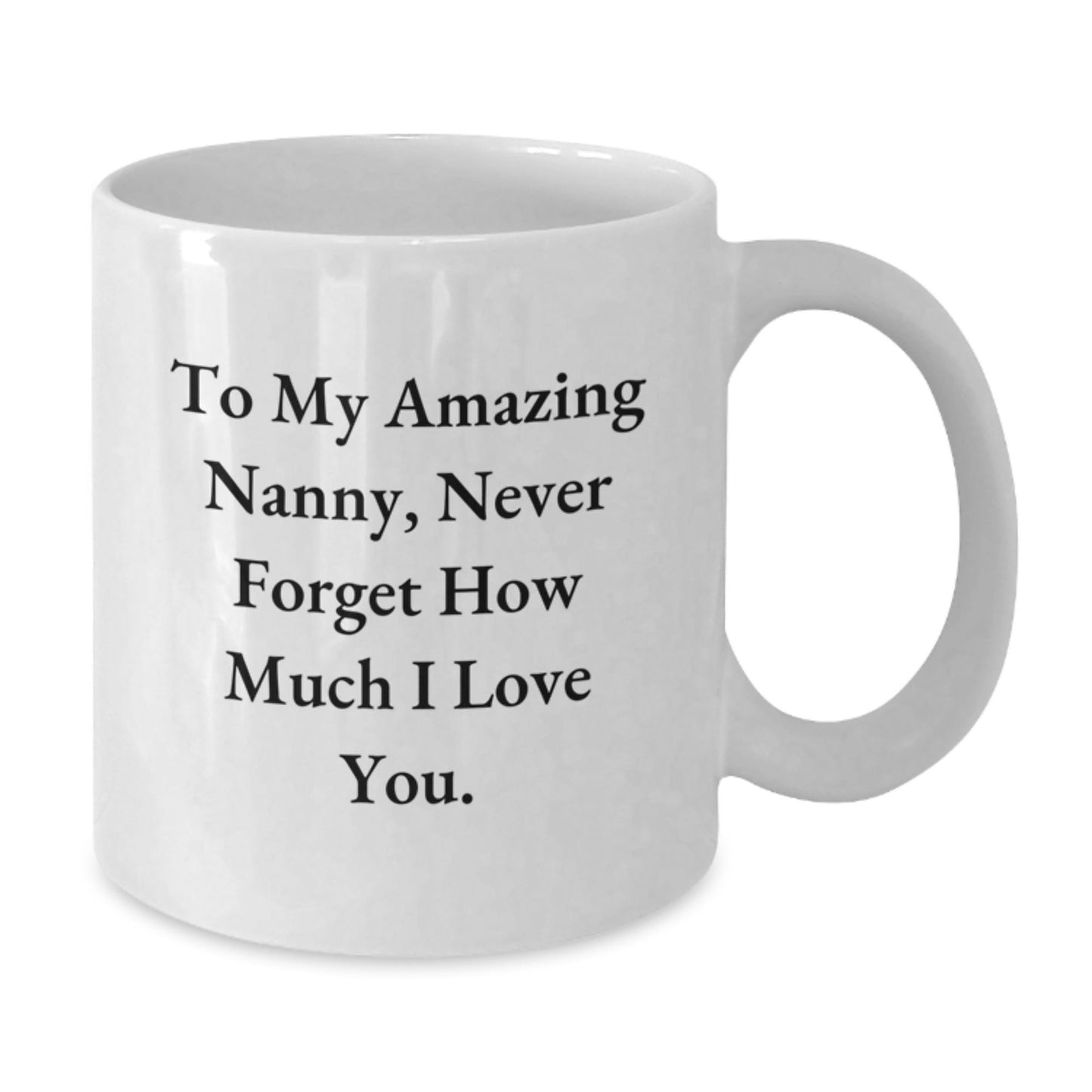 Funny Nanny Gifts from Men to Amazing Nannies, Inspirational White Coffee Mug for Birthday Celebrations, 'To My Amazing Nanny, Never Forget How Much I Love You.' Quote - The Buy Boom