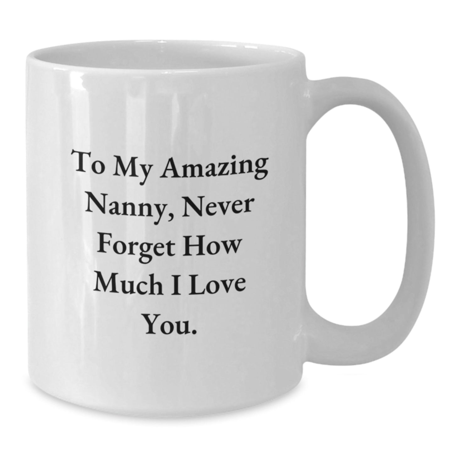 Funny Nanny Gifts from Men to Amazing Nannies, Inspirational White Coffee Mug for Birthday Celebrations, 'To My Amazing Nanny, Never Forget How Much I Love You.' Quote - The Buy Boom