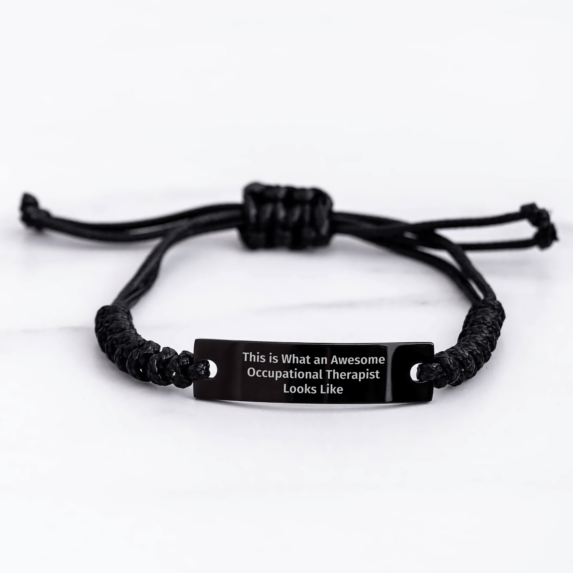 Funny Occupational Therapist Gifts for Men, Inspirational Rope Bracelet from Family, Black Stainless Steel with Interlaced Rope, Gift for Awesome Occupational Therapist - The Buy Boom