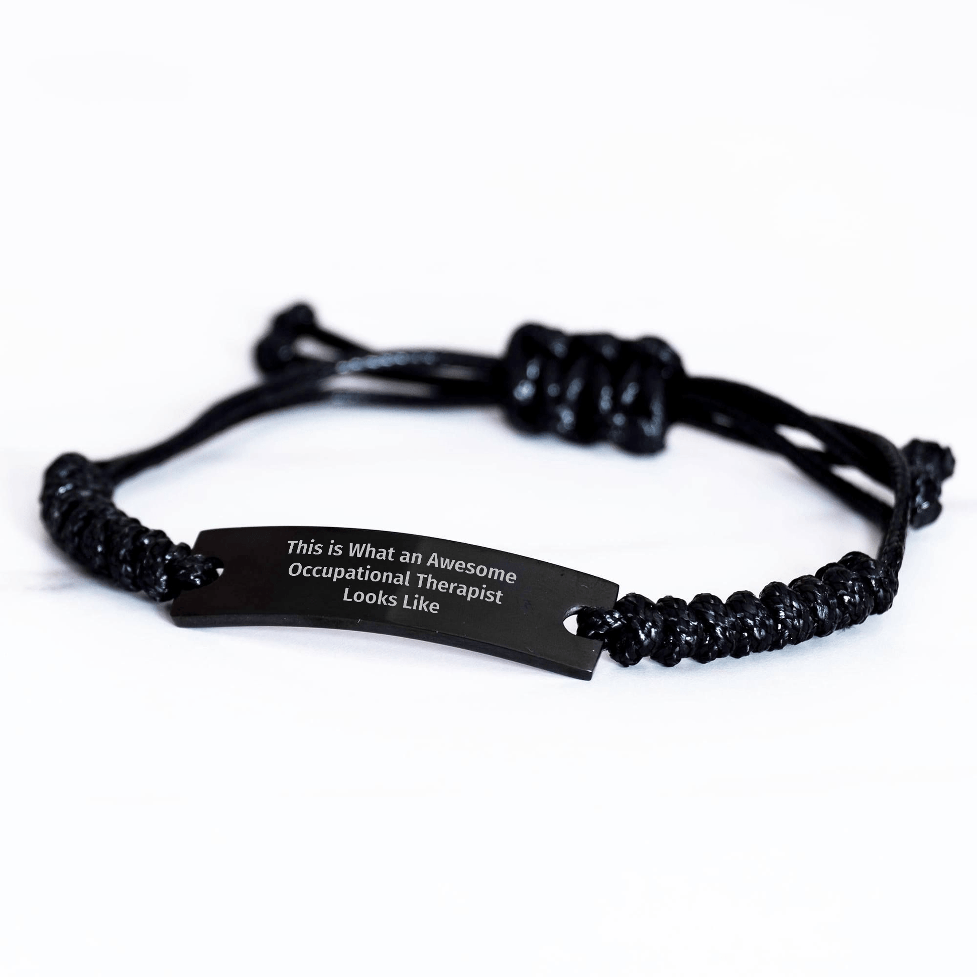 Funny Occupational Therapist Gifts for Men, Inspirational Rope Bracelet from Family, Black Stainless Steel with Interlaced Rope, Gift for Awesome Occupational Therapist - The Buy Boom