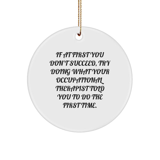 Funny Occupational Therapist Gifts from Friends for Christmas Unique Circle Ornaments If At First You Don't Succeed, Try Doing What Your Occupational Therapist Told You To Do The First Time. - The Buy Boom