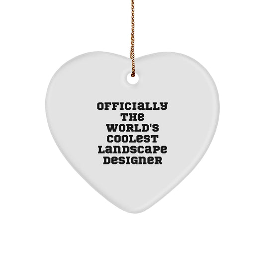 Funny 'Officially The World's Coolest Landscape Designer' Heart Ornament, Gifts for Landscape Designer, Christmas Decorations, Heart Shaped Ornament from Husband, Wife, Friend to Landscape Designer - The Buy Boom