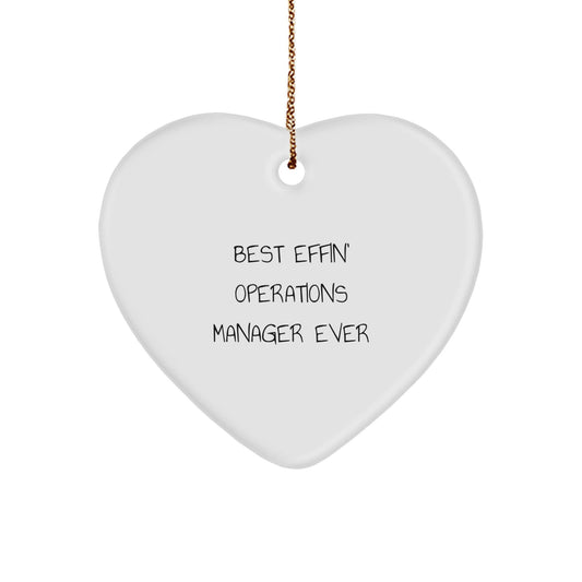 Funny Operations Manager Gifts for Christmas - Heart Ornament with Best Effin' Quote, Gifts from Friends to Operations Manager - The Buy Boom