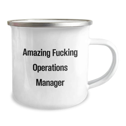 Funny Operations Manager Gifts for Men, Christmas Unique Presents from Friends to Family - 'Amazing F - king Operations Manager' Camping Mug, 12 oz Stainless Steel with Enamel Finish - The Buy Boom