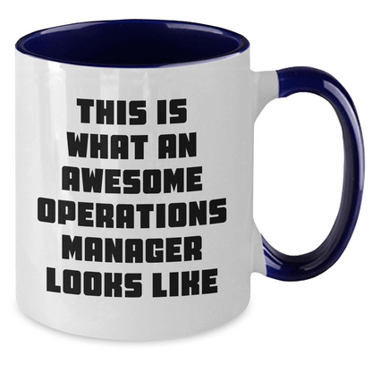 Funny Operations Manager Gifts from Friends for Him - This Is What An Awesome Operations Manager Looks Like Two Tone Coffee Mug for Dad's Special Day - The Buy Boom