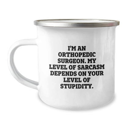 Funny Orthopedic Surgeon Gifts for Men Christmas Unique Mugs with I'm An Orthopedic Surgeon. My Level Of Sarcasm Depends On Your Level Of Stupidity. Quote, Gifts from Friends to Orthopedic Surgeon - The Buy Boom