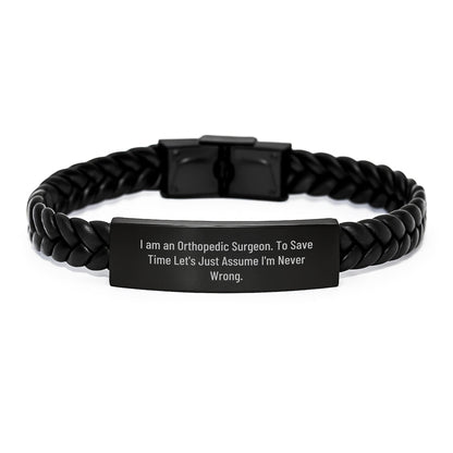 Funny Orthopedic Surgeon Gifts for Men - Interlaced Leather Bracelet with Stainless Steel, Gifts from Friends for Christmas Unique Gifts - The Buy Boom
