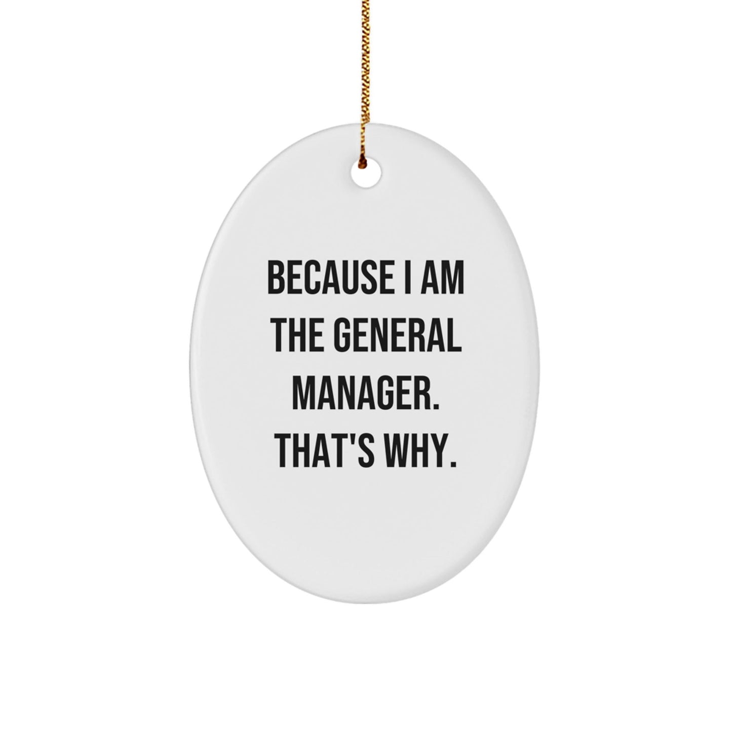 Funny Oval Ornament for General Manager Gifts Because I Am The General Manager That's Why Gifts from Family - The Buy Boom