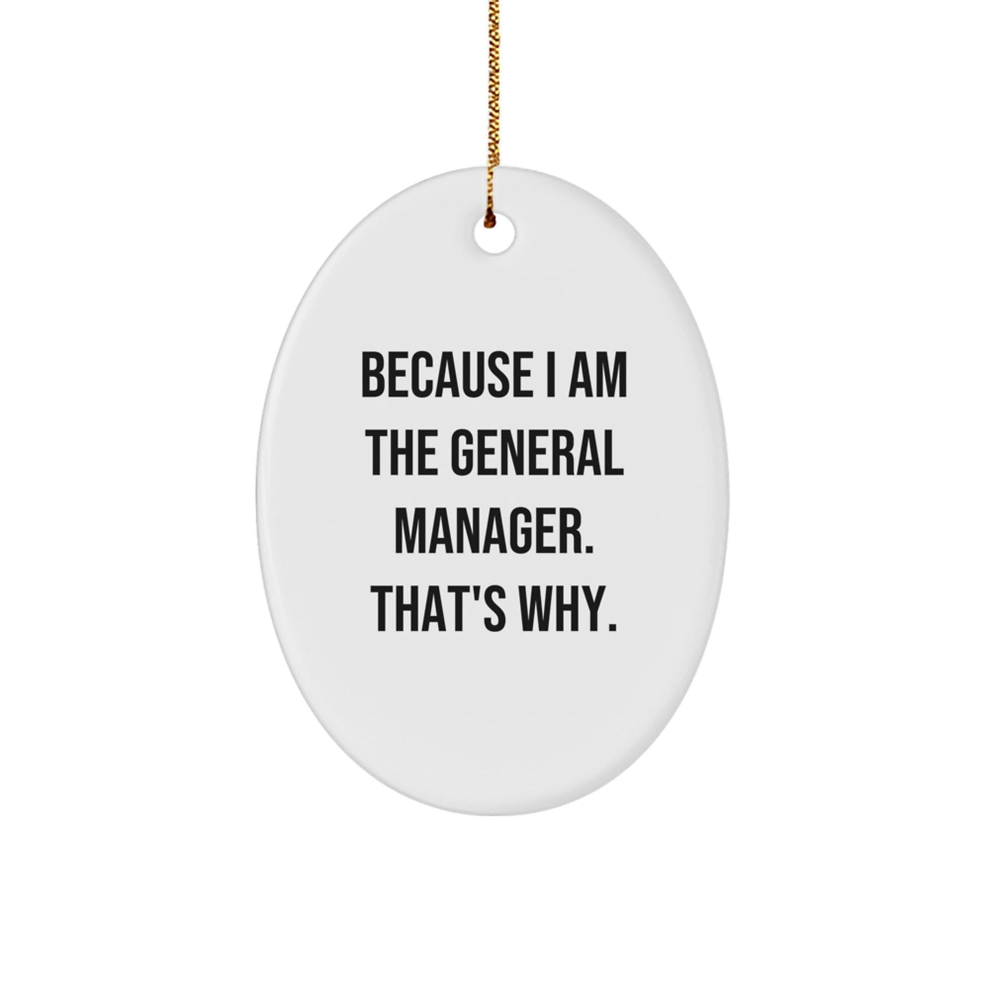 Funny Oval Ornament for General Manager Gifts Because I Am The General Manager That's Why Gifts from Family - The Buy Boom