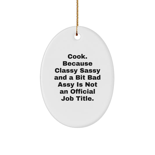 Funny Oval Ornament Gifts from Friends to Cook, Unique Christmas Decorations for Home, Oval Shaped, White Color, Sublimation Printed - The Buy Boom