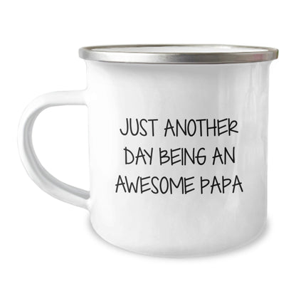 Funny Papa Gifts for Men, Camping Mugs with Just Another Day Being An Awesome Papa Quote, Christmas Unique Presents from Dad to Son - The Buy Boom