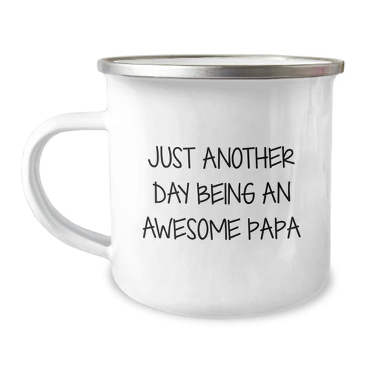 Funny Papa Gifts for Men, Camping Mugs with Just Another Day Being An Awesome Papa Quote, Christmas Unique Presents from Dad to Son - The Buy Boom
