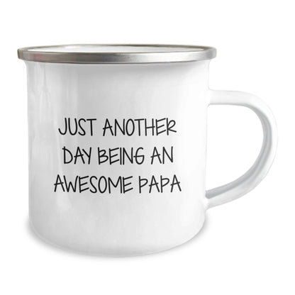 Funny Papa Gifts for Men, Camping Mugs with Just Another Day Being An Awesome Papa Quote, Christmas Unique Presents from Dad to Son - The Buy Boom