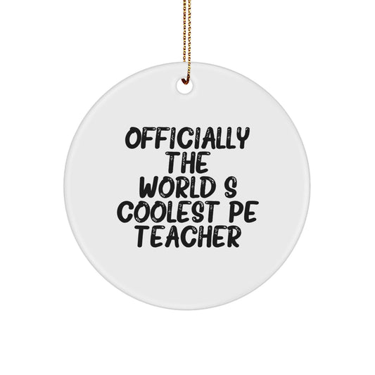 Funny PE Teacher Christmas Unique Gifts from Men to Friends - Officially The World's Coolest PE Teacher Circle Ornament - The Buy Boom