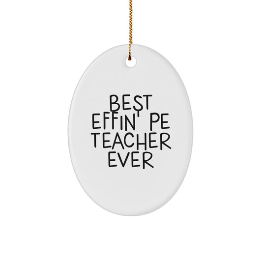Funny PE Teacher Gifts from Friends for Best Effin' Pe Teacher Ever Oval Ornament Unique Christmas Unique Gift for Men - The Buy Boom