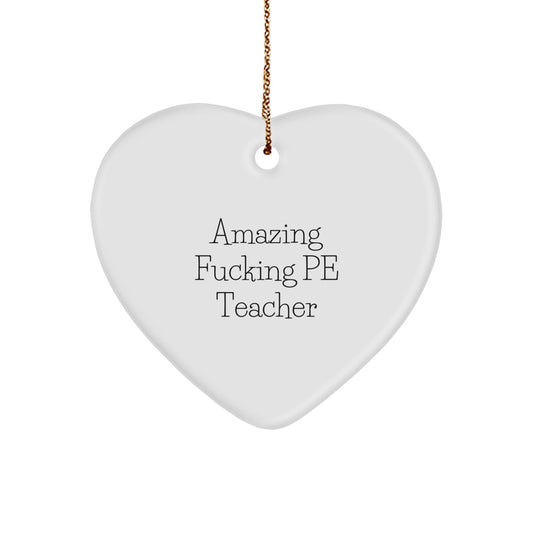 Funny PE Teacher Heart Ornament Gifts from Men to Women Friends Coworkers Family for Christmas Unique Ideas - The Buy Boom
