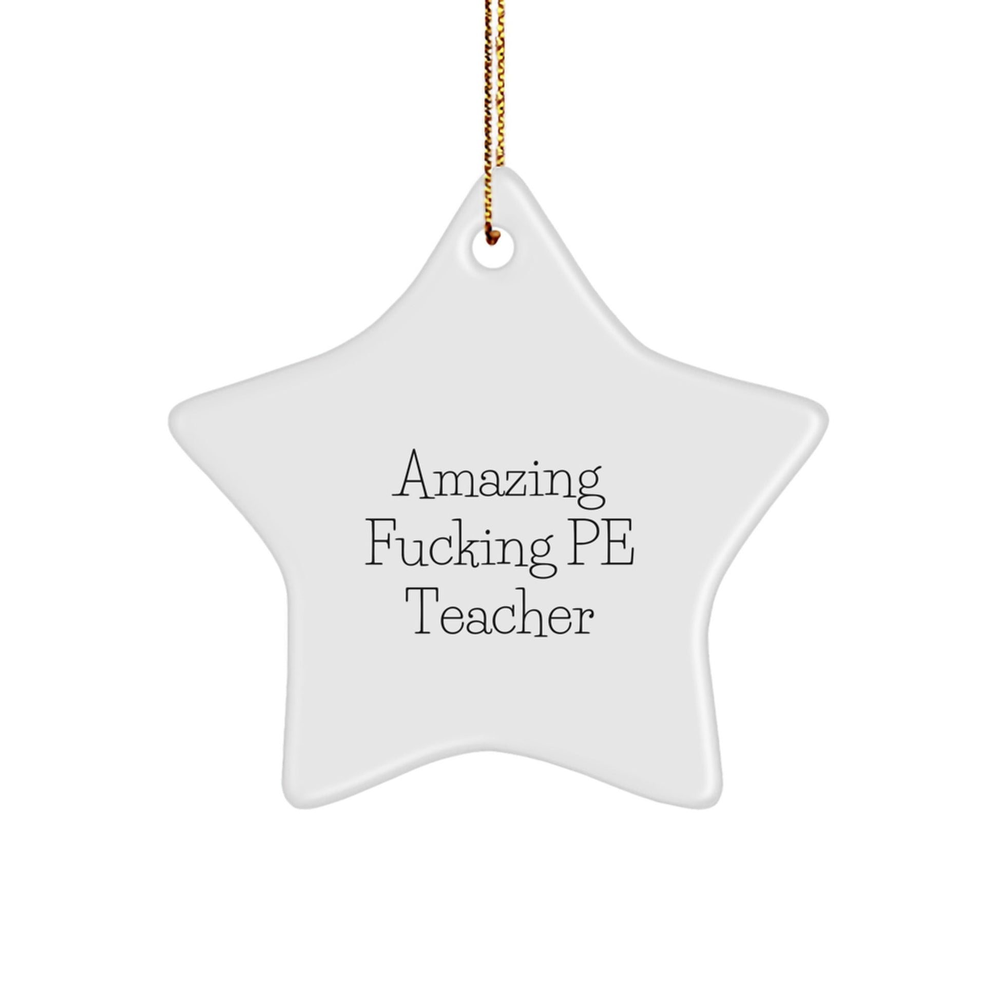 Funny PE Teacher Star Ornament Gifts from Friends, Christmas Unique Gifts for PE Teacher, White Star Shaped Decoration - The Buy Boom