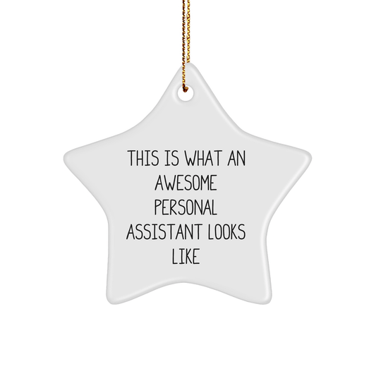 Funny Personal Assistant Gifts from Friends, Perfect Star Ornament for Christmas, 'This Is What An Awesome Personal Assistant Looks Like' Quote, Gifts for Personal Assistants - The Buy Boom