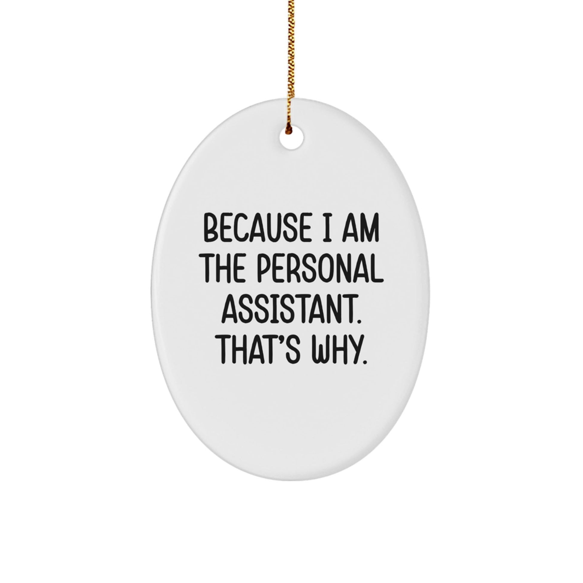 Funny Personal Assistant Oval Ornament Gifts from Friends to Family Because I Am The Personal Assistant That's Why, Unique Oval Shaped Decorations for Desk, Home, Office - The Buy Boom