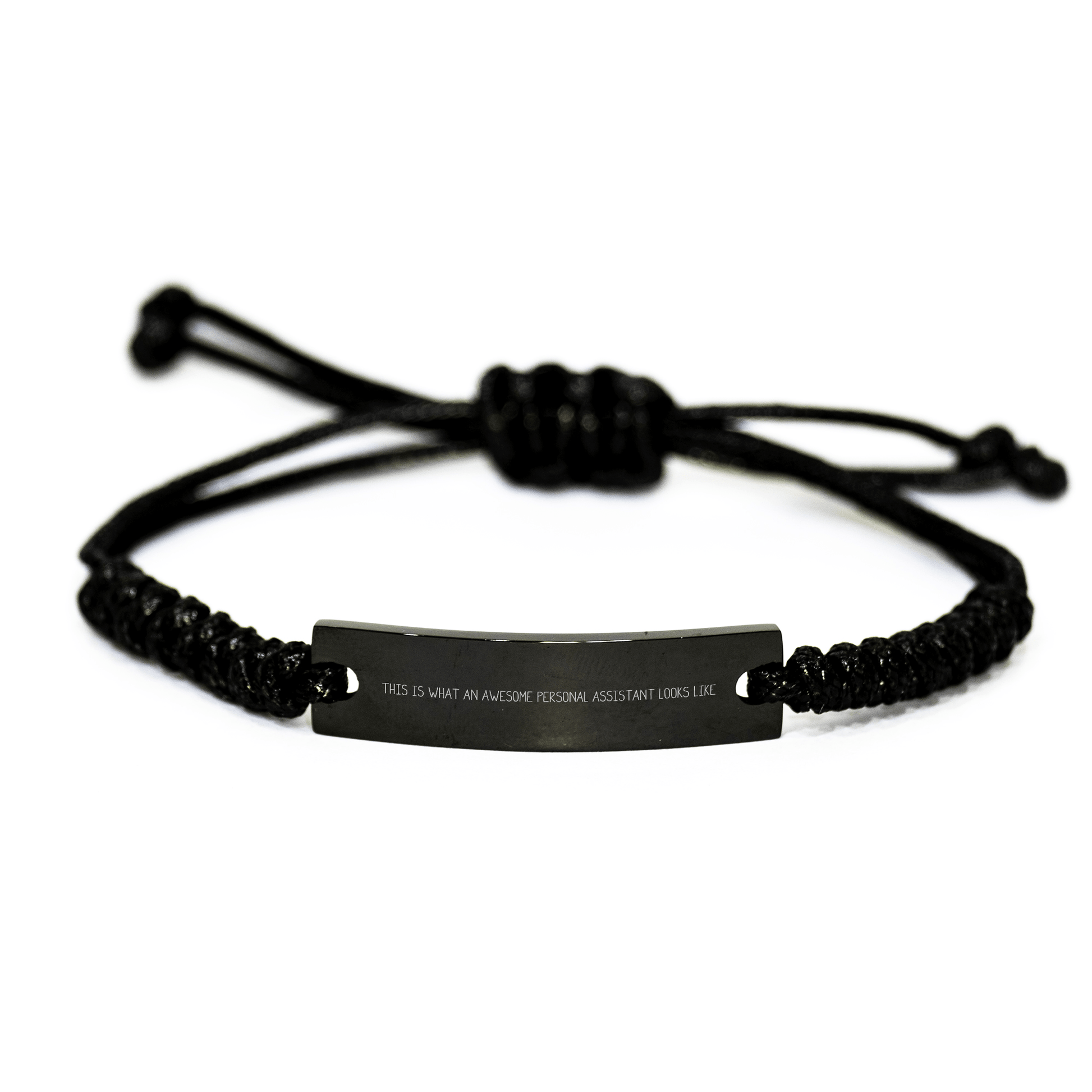 Funny Personal Assistant Rope Bracelet Gifts from Men to Awesome Assistants on Father's Day, Inspirational Quotes - Adjustable Black Rope with Stainless Steel Engraving - The Buy Boom