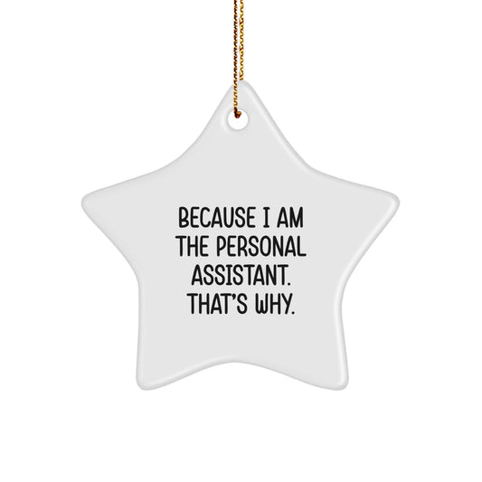 Funny Personal Assistant Star Ornament Gifts from Friends, Gifts for Men and Women, Christmas Unique Ornaments, 'Because I Am The Personal Assistant. That's Why.' - The Buy Boom