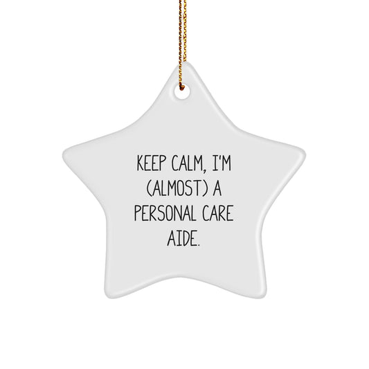 Funny Personal Care Aide Inspired Star Ornament, Gifts from Men, Women, Friends, Family, Keep Calm I'm (almost) A Personal Care Aide, Personal Care Aide Christmas Unique Gifts, Perfect for Home Decor - The Buy Boom