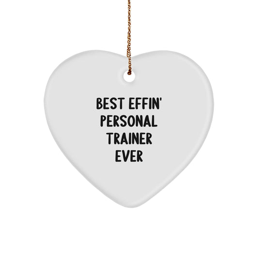 Funny Personal Trainer Gifts for Men - Best Effin' Personal Trainer Ever Heart Ornament, Christmas Unique Gifts from Friends to Family - The Buy Boom