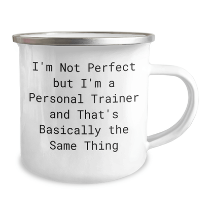 Funny Personal Trainer Gifts for Men, Camping Mug with 'I'm Not Perfect But I'm A Personal Trainer And That's Basically The Same Thing' Quote, Unique Father's Day Unique Gifts from Men to Men - The Buy Boom