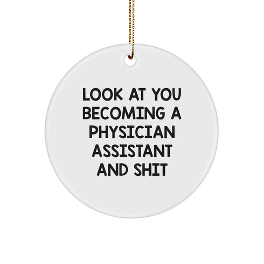 Funny Physician Assistant Gifts from Friends - Circle Ornament for Christmas Unique Gifts for Physician Assistant Men Friends - The Buy Boom