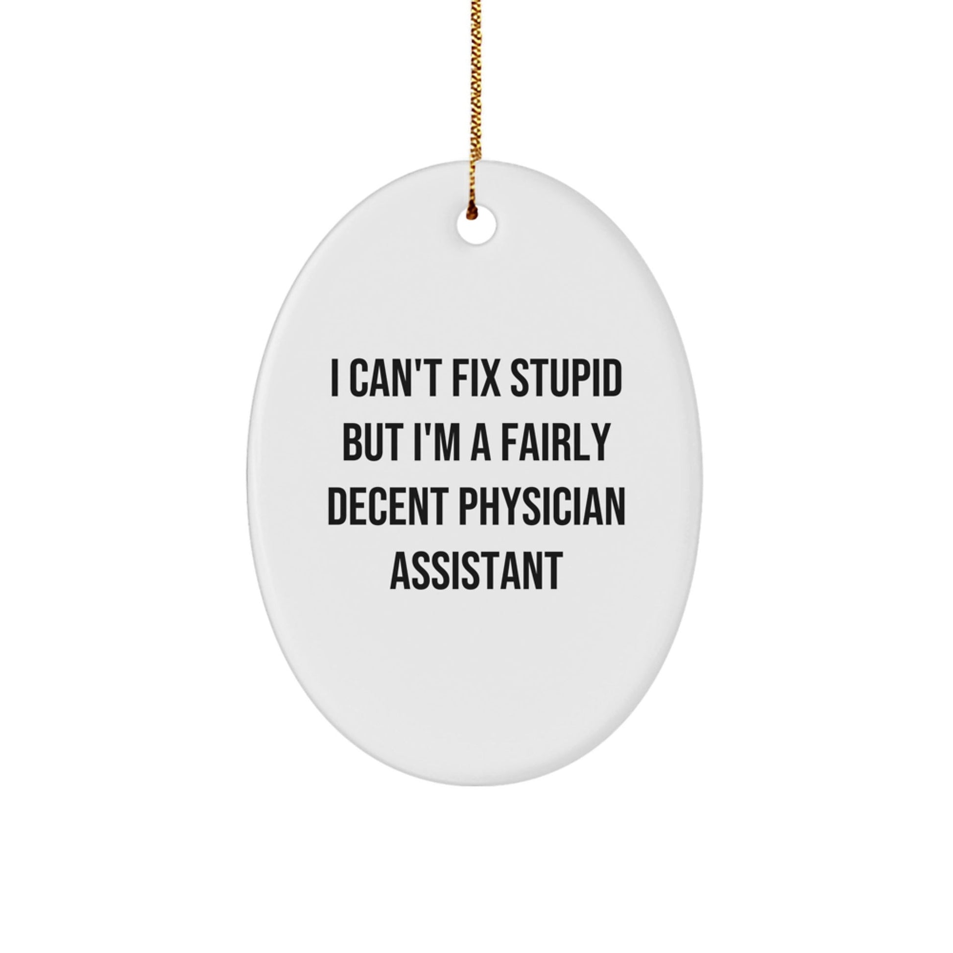 Funny Physician Assistant Gifts - Unique Oval Ornament - 'I'm A Decent PA' Christmas Decoration - The Buy Boom