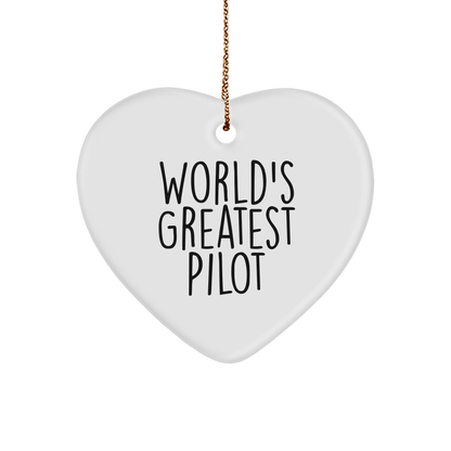 Funny Pilot Gifts from Friends for Men - World's Greatest Pilot Heart Ornament, Christmas Unique Presents - The Buy Boom