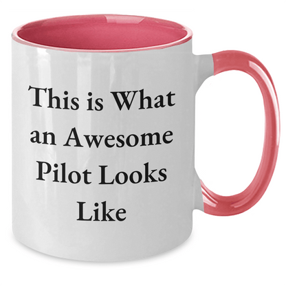 Funny Pilot Gifts from Men - This Is What An Awesome Pilot Looks Like Two Tone Coffee Mug for Father's Day - The Buy Boom