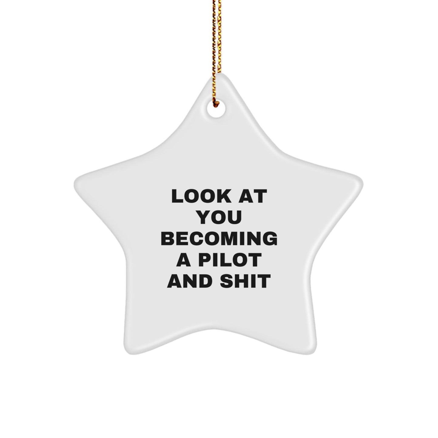 Funny Pilot Star Ornament, Gifts from Friends for Pilot, Star Ornament Christmas Unique Gifts, Look At You Becoming A Pilot And Shit - The Buy Boom