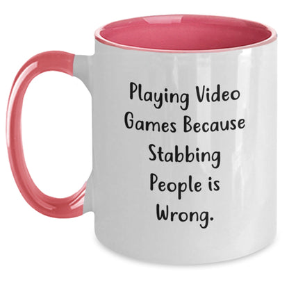 Funny Playing Video Games Gifts for Men - Two Tone Coffee Mug, Playing Video Games Because Stabbing People Is Wrong., Gifts from Friends for Birthday - The Buy Boom