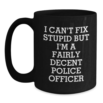 Funny Police Officer Gifts for Men from Coworkers - Police Officer Black Coffee Mug - Christmas Unique Presents for Police Officer Friends - The Buy Boom