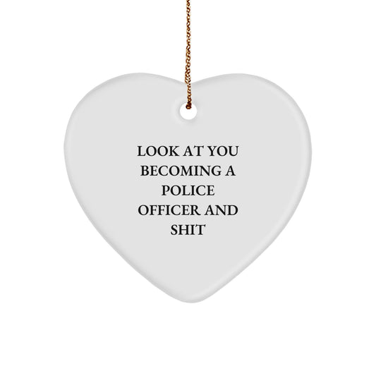 Funny Police Officer Gifts from Family, Heart Ornament for Police Officers, Christmas Unique Gifts - The Buy Boom