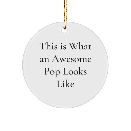 Funny Pop Gifts from Friends, This Is What Awesome Looks Like, Circle Ornament for Christmas, Gifts for Pop Enthusiasts, 2.75" tall, 0.5 oz - The Buy Boom